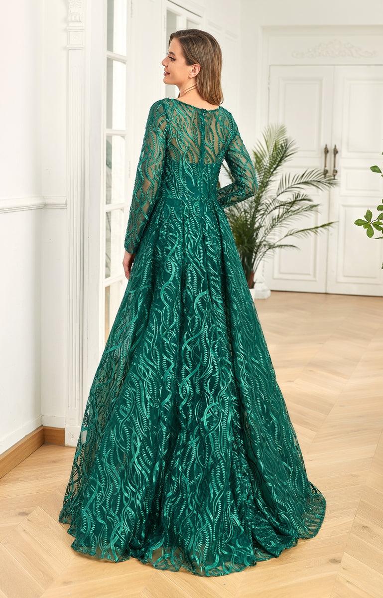 marimekko a line sleeveless dress Green Gemstone Corset Gown– Teuta Matoshi main image 0