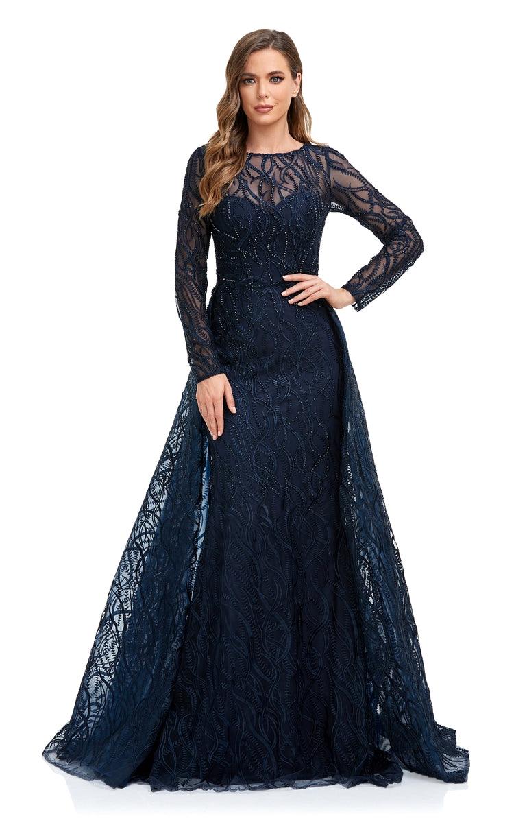 Formal Dresses Long Sleeve Formal Evening Dress Navy