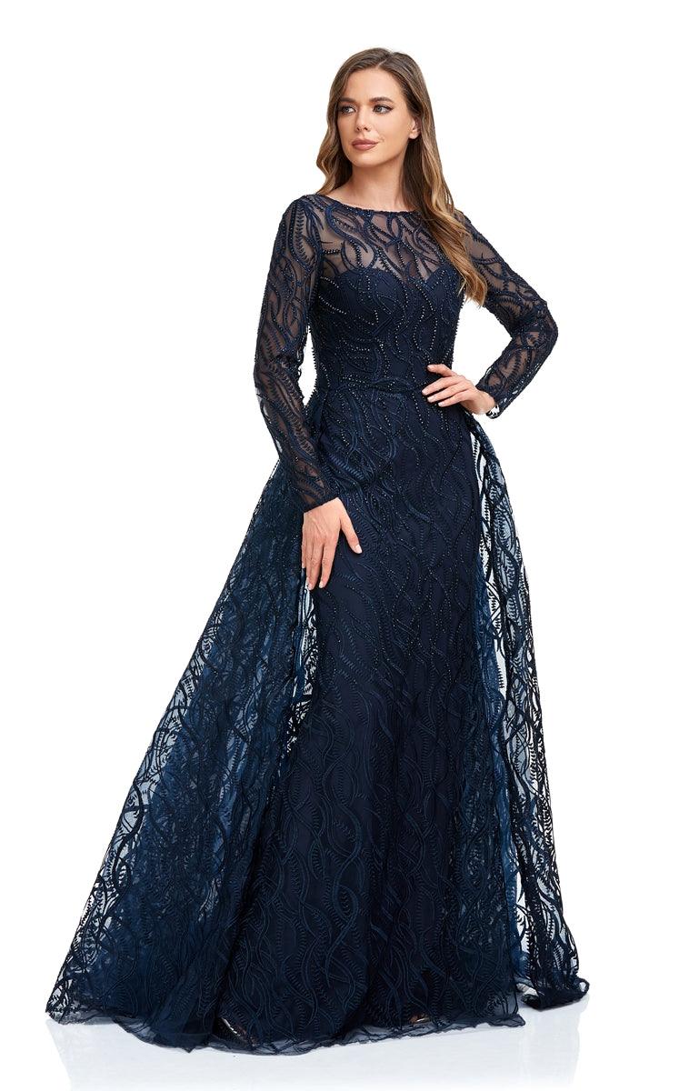 Formal Dresses Long Sleeve Formal Evening Dress Navy
