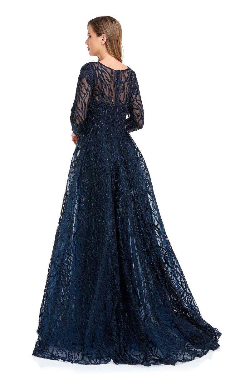 Formal Dresses Long Sleeve Formal Evening Dress Navy