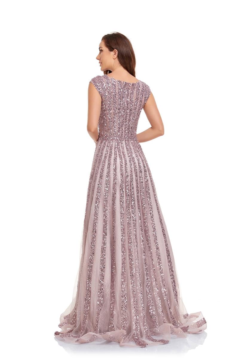 High Couture NR2228 Prom Long Cap Sleeve A Line Ball Gown