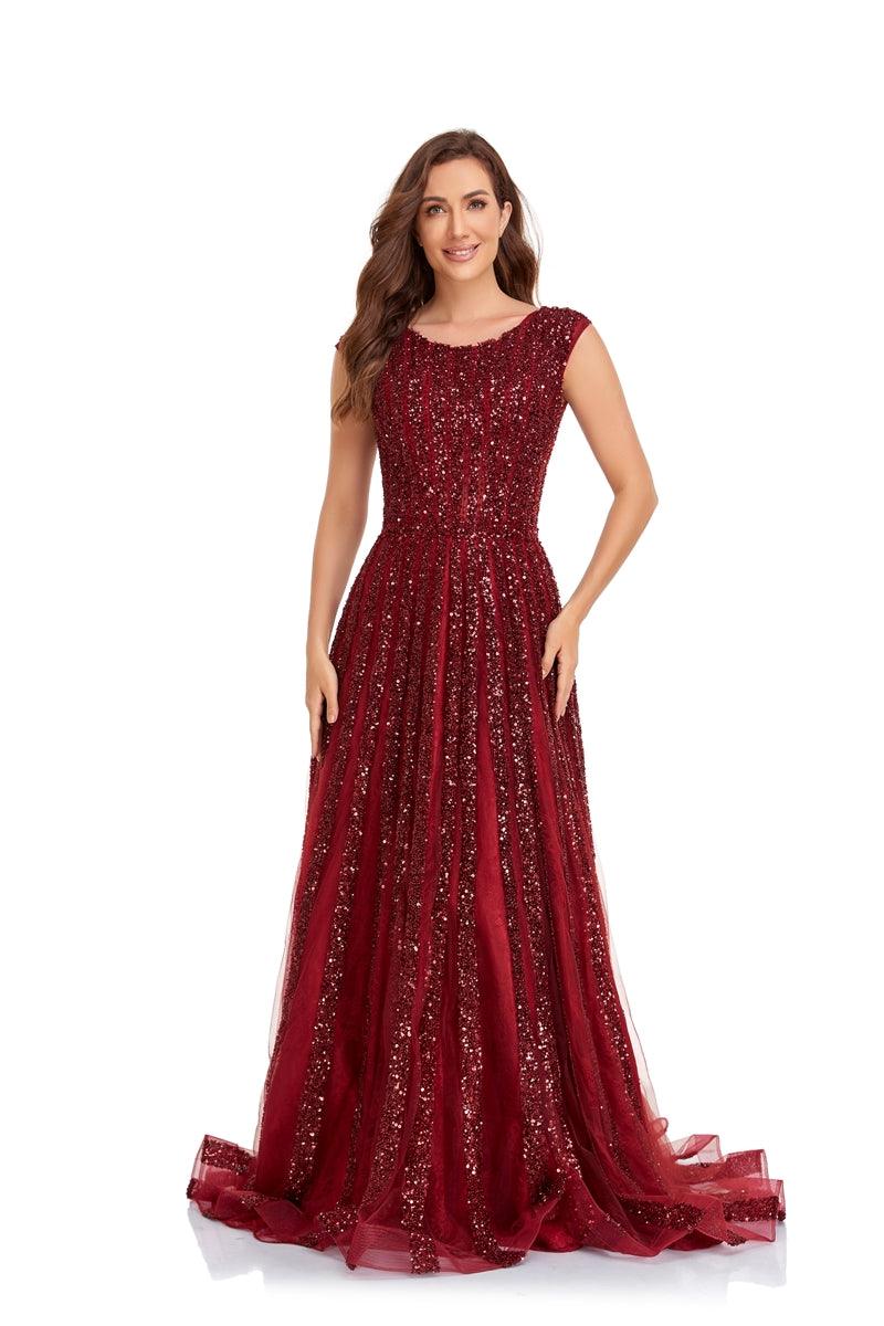 High Couture NR2228 Prom Long Cap Sleeve A Line Ball Gown