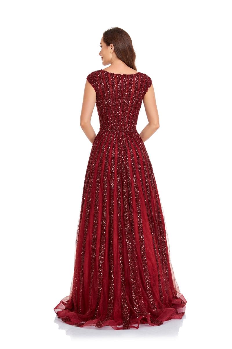 High Couture NR2228 Prom Long Cap Sleeve A Line Ball Gown
