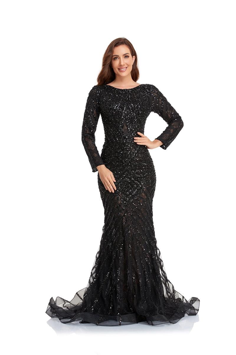 High Couture NR2229 Long Sleeve Beaded Formal Dress - Pink / 10 High Couture NR2229 Long Sleeve Beaded Formal Dress - Pink / 10