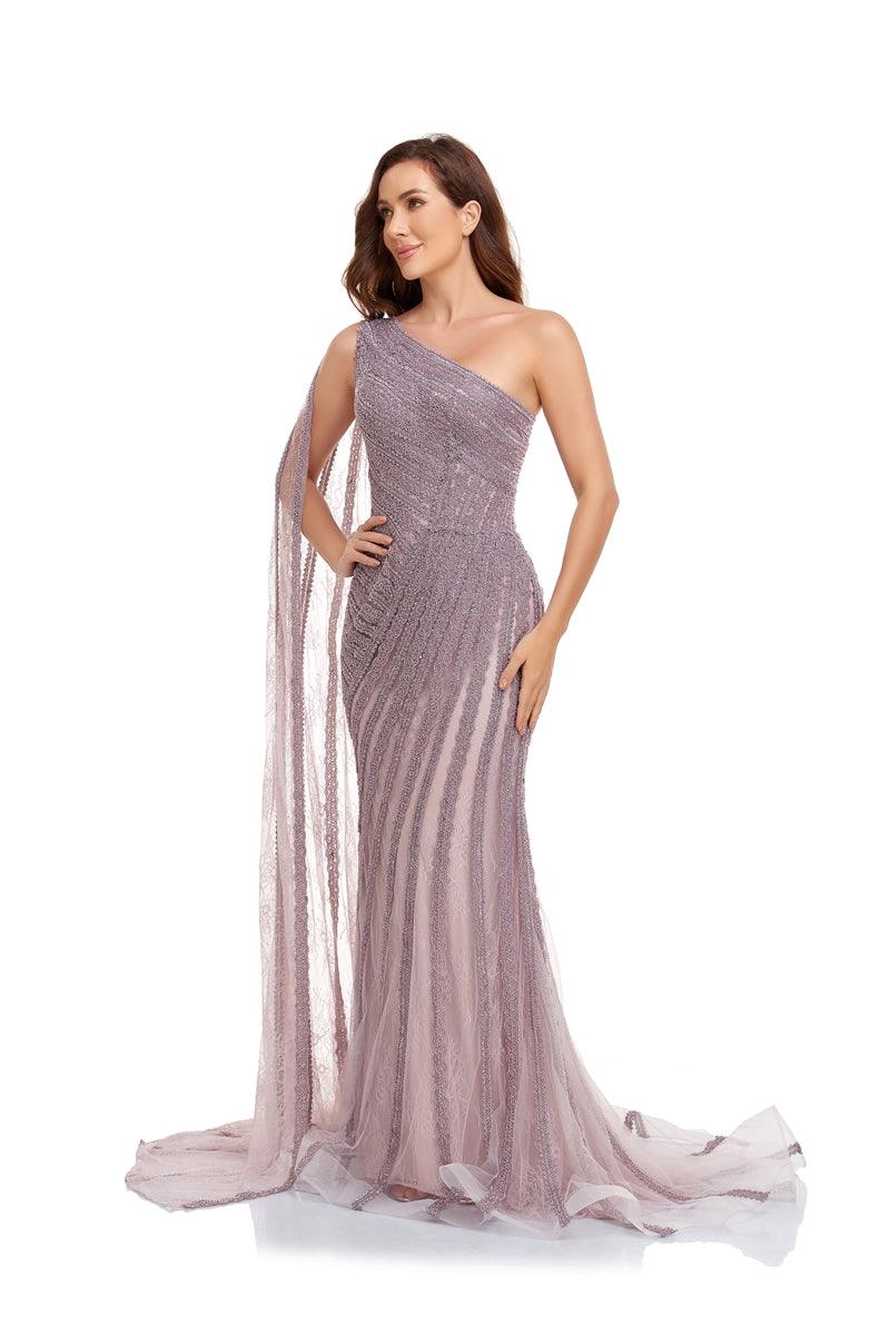 High Couture NR2233 Long One Shoulder Formal Prom Dress