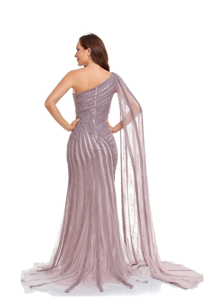 High Couture NR2233 Long One Shoulder Formal Prom Dress