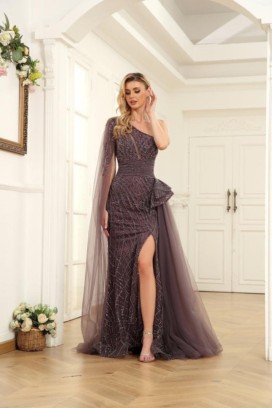 Prom Dresses Long One Shoulder Formal Prom Dress Purple