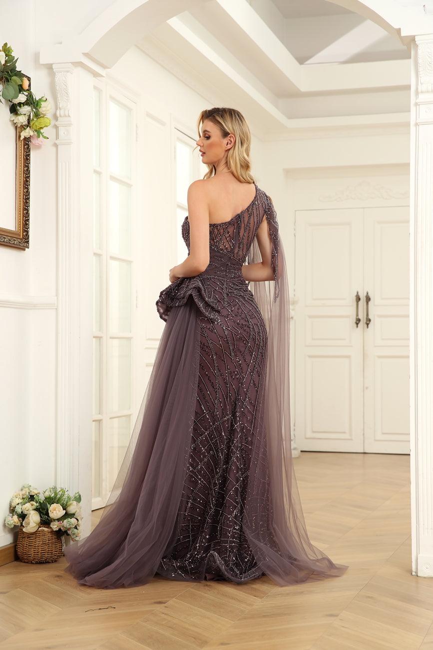 Purple High Couture NR2235 Long One Shoulder Formal Prom Dress for 578