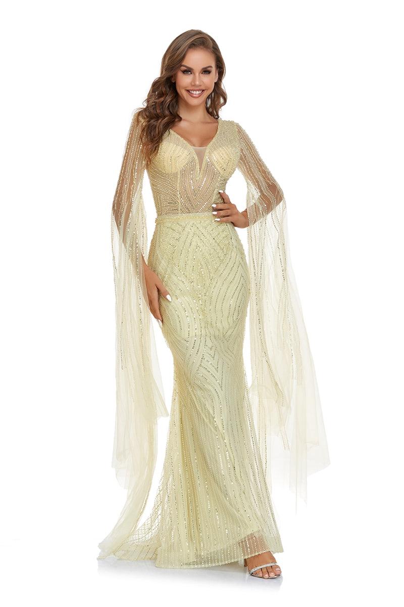 Prom Dresses Long Sleeve Formal Evening Dress Lime