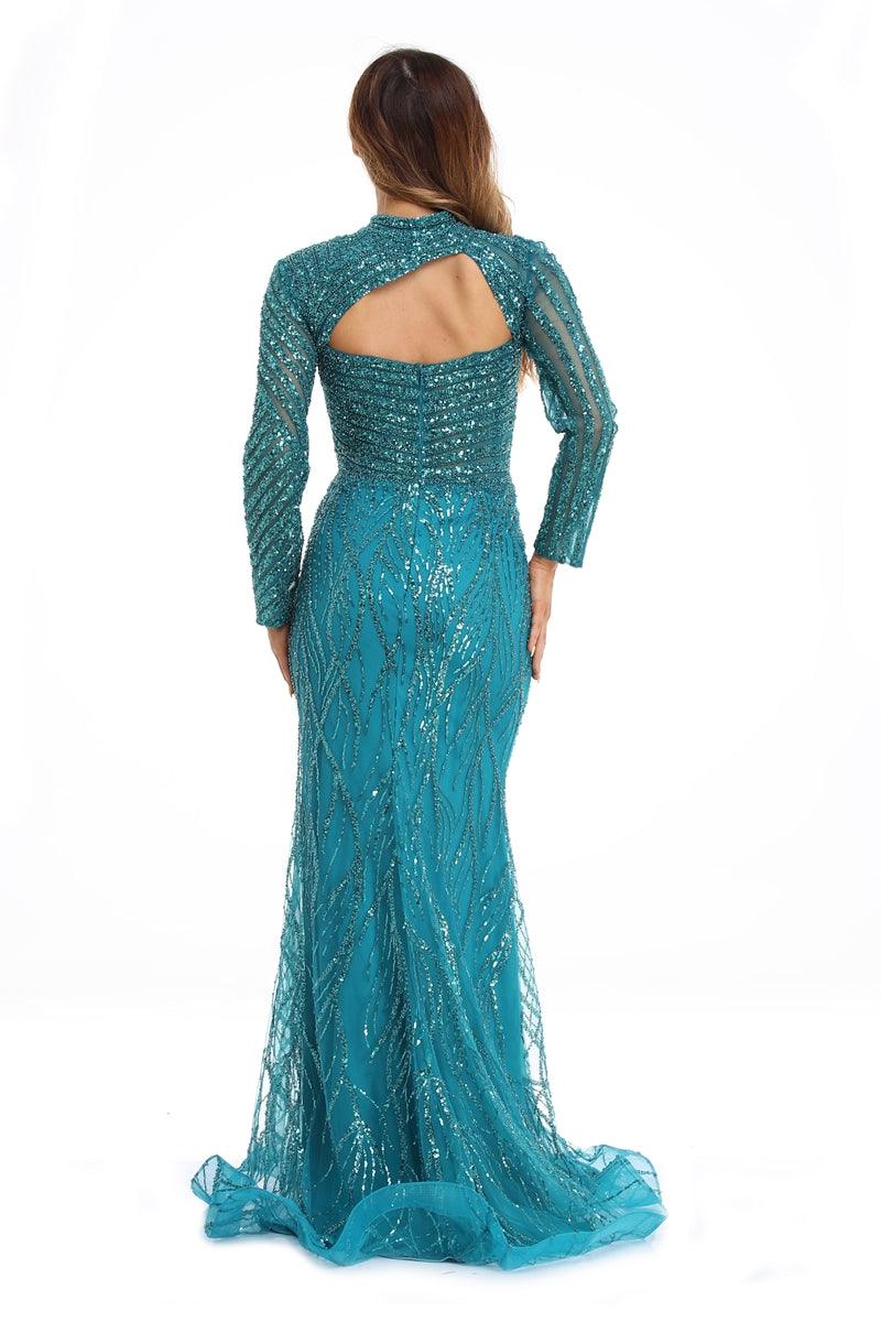 High Couture NR2247 Long Sleeve Formal Beaded Prom Gown