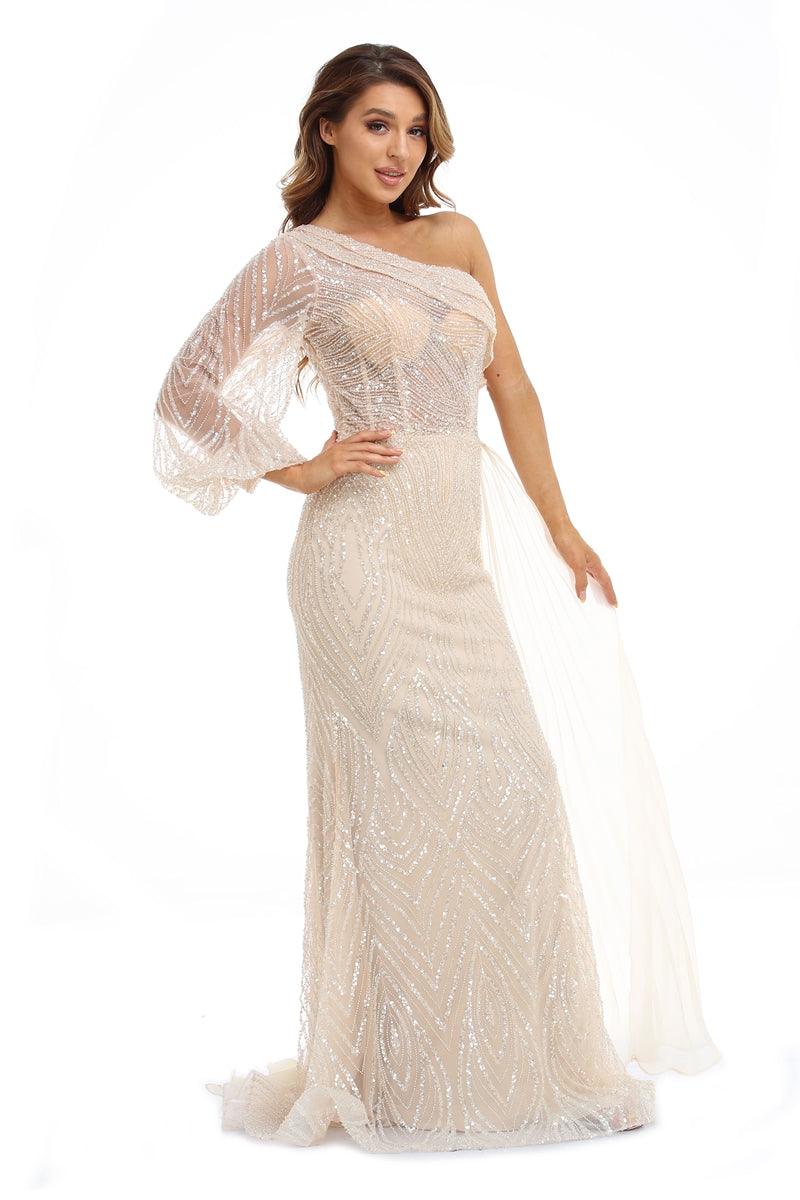 High Couture NR2248 Long Formal One Shoulder Prom Dress