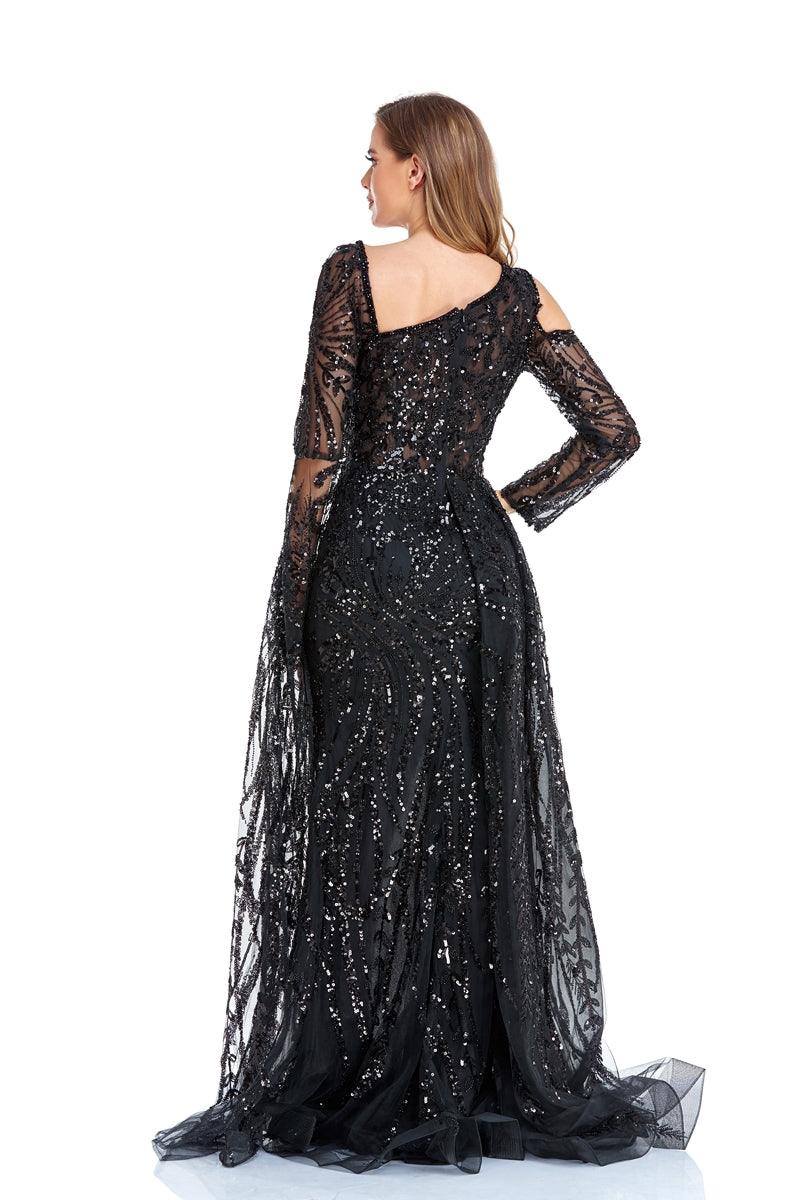 4510688 Black High Collar Dress main image 0