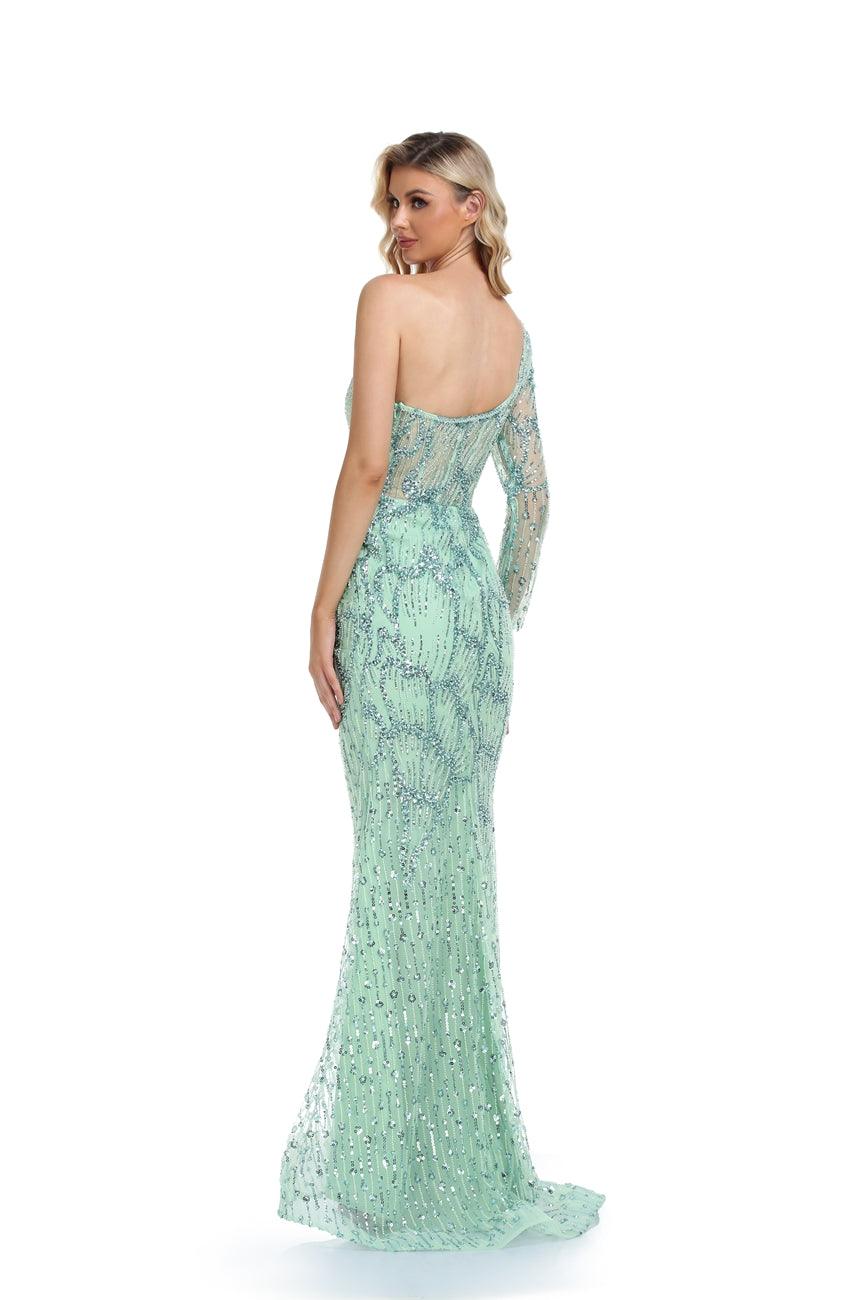 Prom Dresses Prom Long One Shoulder Formal Dress Mint