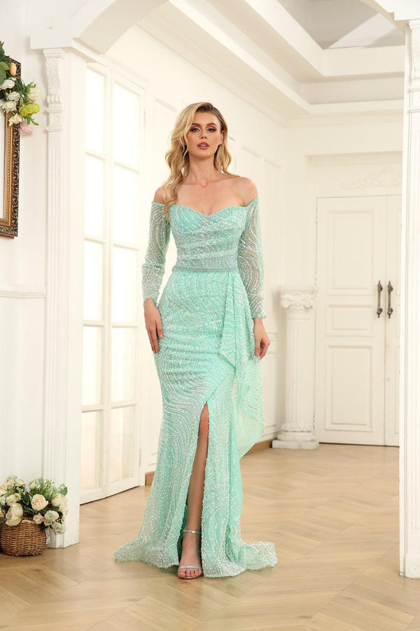 High Couture NR2269 Long Off Shoulder Formal Prom Dress