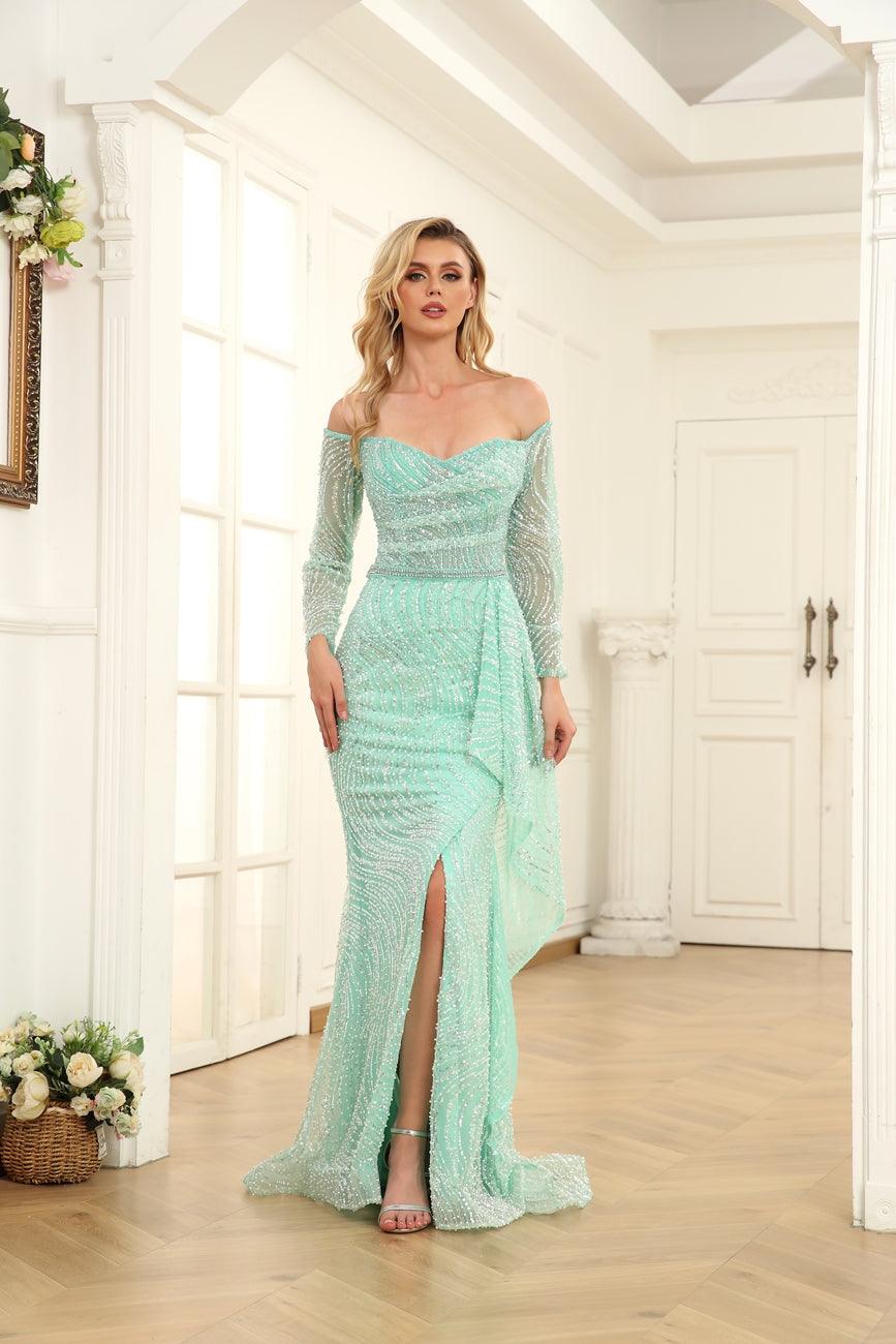 Prom Dresses Long Off Shoulder Formal Prom Dress Lime