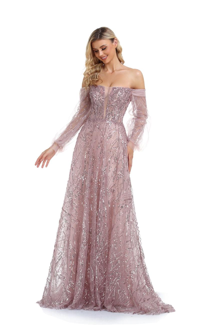 Prom Dresses Prom Long Off Shoulder Ball Gown Rose