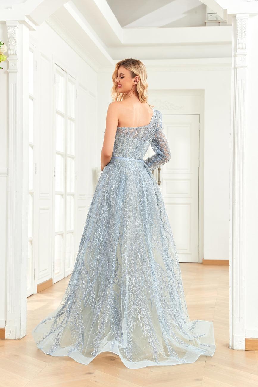 High Couture NR2272 Long One Shoulder Formal Prom Dress - Wine / 8 High Couture NR2272 Long One Shoulder Formal Prom Dress - Wine / 8