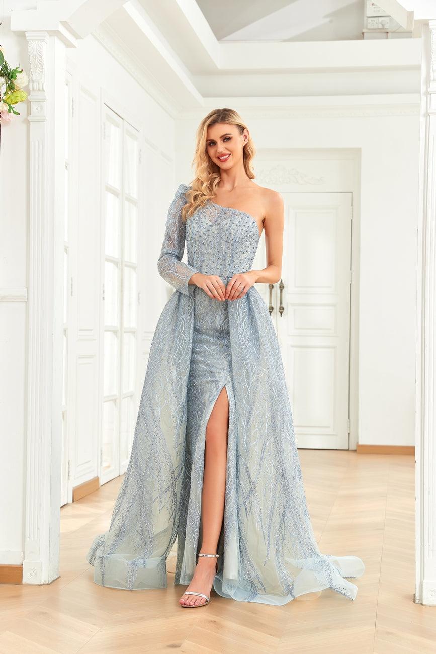High Couture NR2272 Long One Shoulder Formal Prom Dress - Wine / 8 High Couture NR2272 Long One Shoulder Formal Prom Dress - Wine / 8