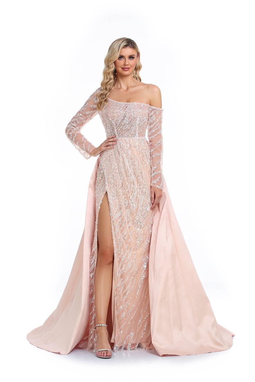 Prom Dresses Prom Long One Shoulder Formal Dress Champagne