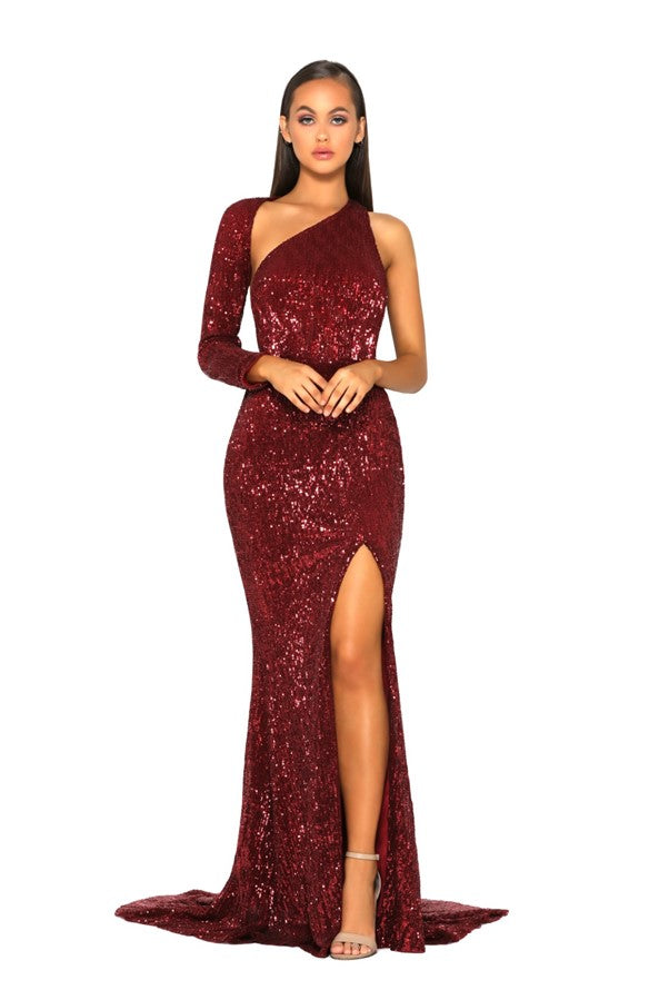 Prom Dresses Formal Sequin Long Sleeve Prom Dress Red