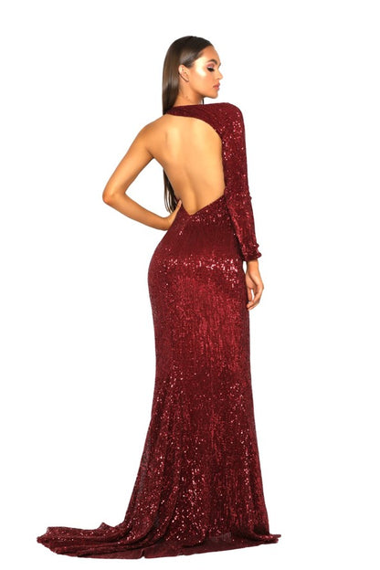 Prom Dresses Formal Sequin Long Sleeve Prom Dress Red