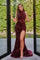 Prom Dresses Long Formal Fitted Halter Prom Dress Deep Red