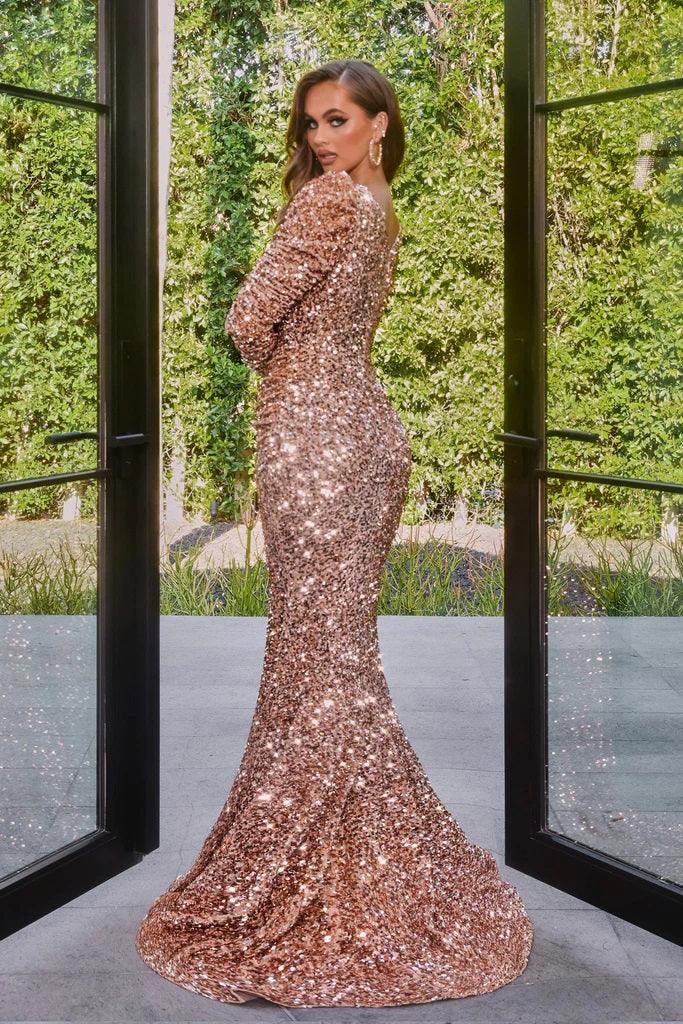 Rose Gold Portia and Scarlett PS22024 Long Sleeve Formal Prom
