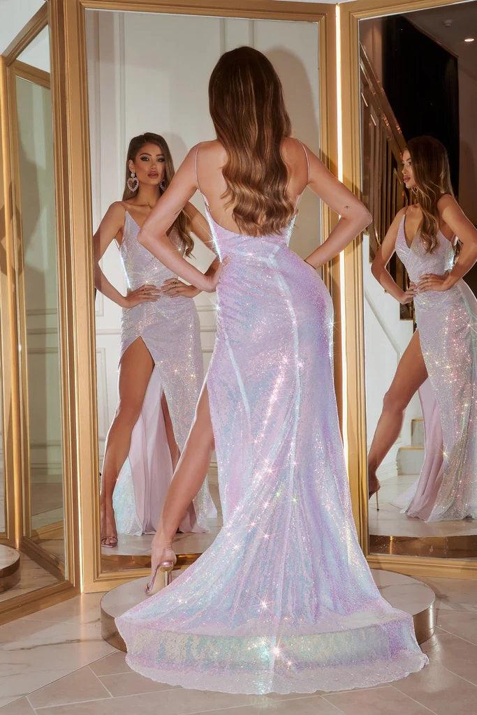 Portia and Scarlett PS22248 Long Spaghetti Strap Glitter Prom Gown