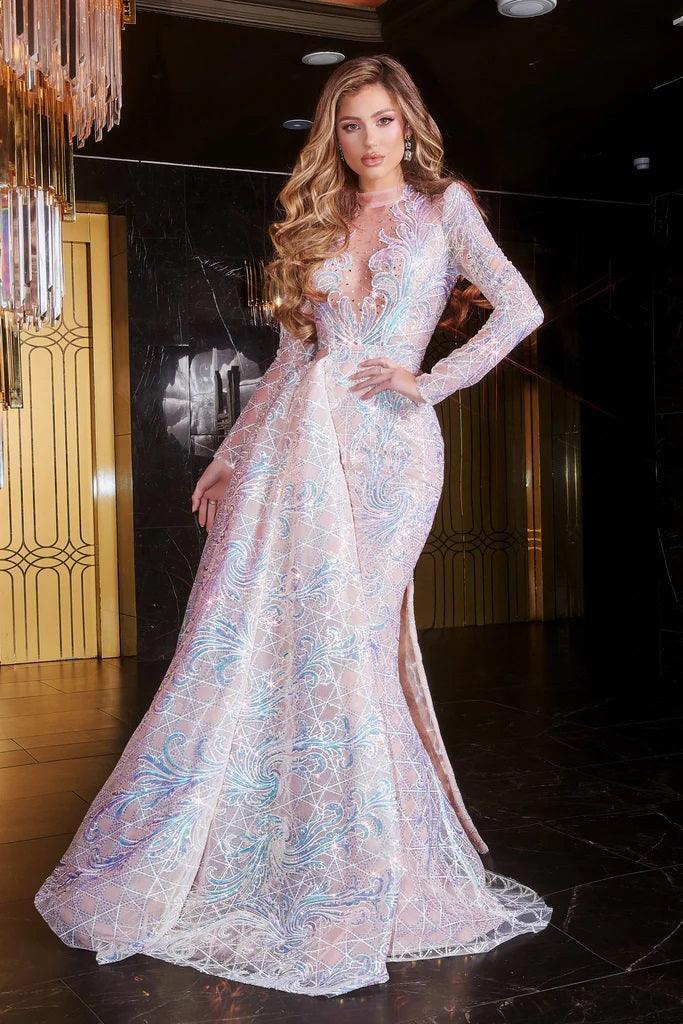 Prom Dresses Long Sleeve Formal Dress Blush Multi