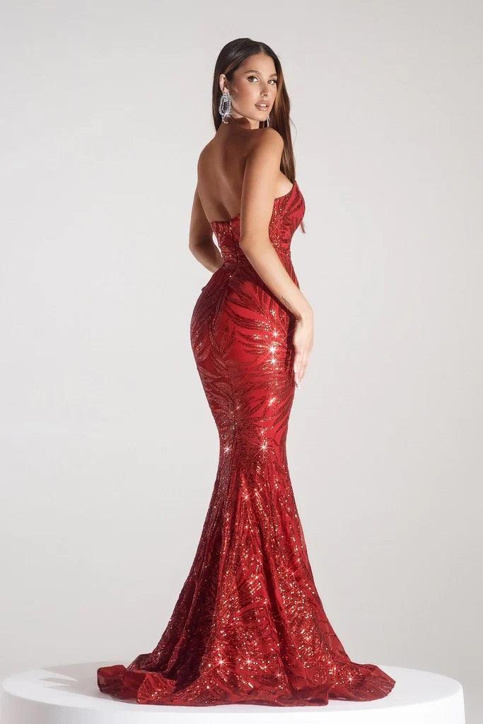 Ovlias Gorgeous Strapless Mermaid Prom Dress Rhinestones with Trail JQ0432