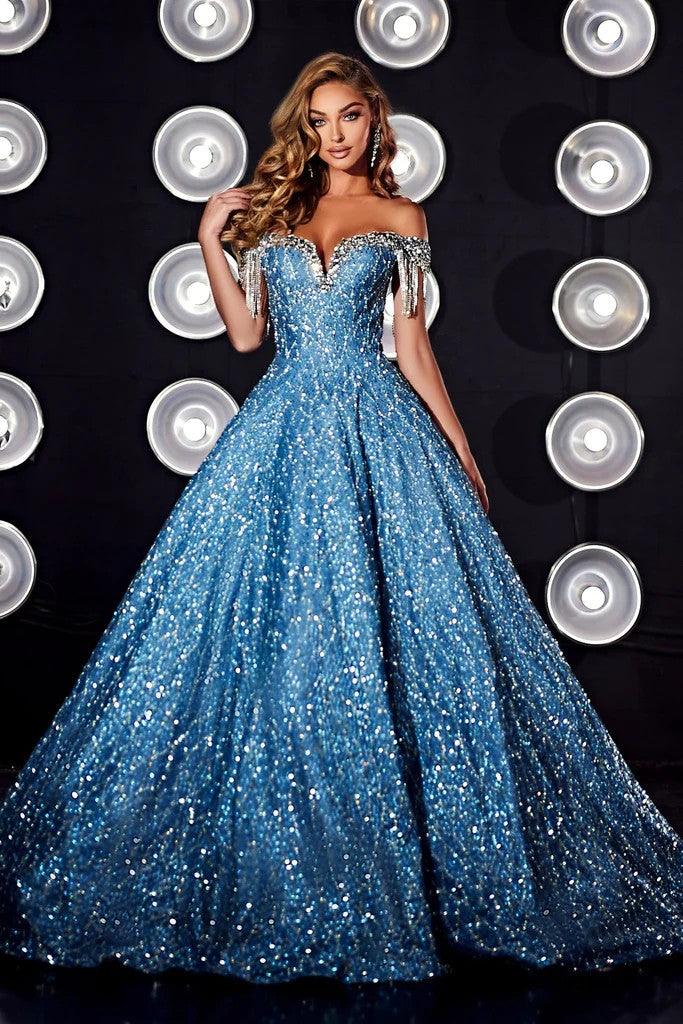 Prom Dresses Long Off Shoulder Prom Ball Gown Blue 