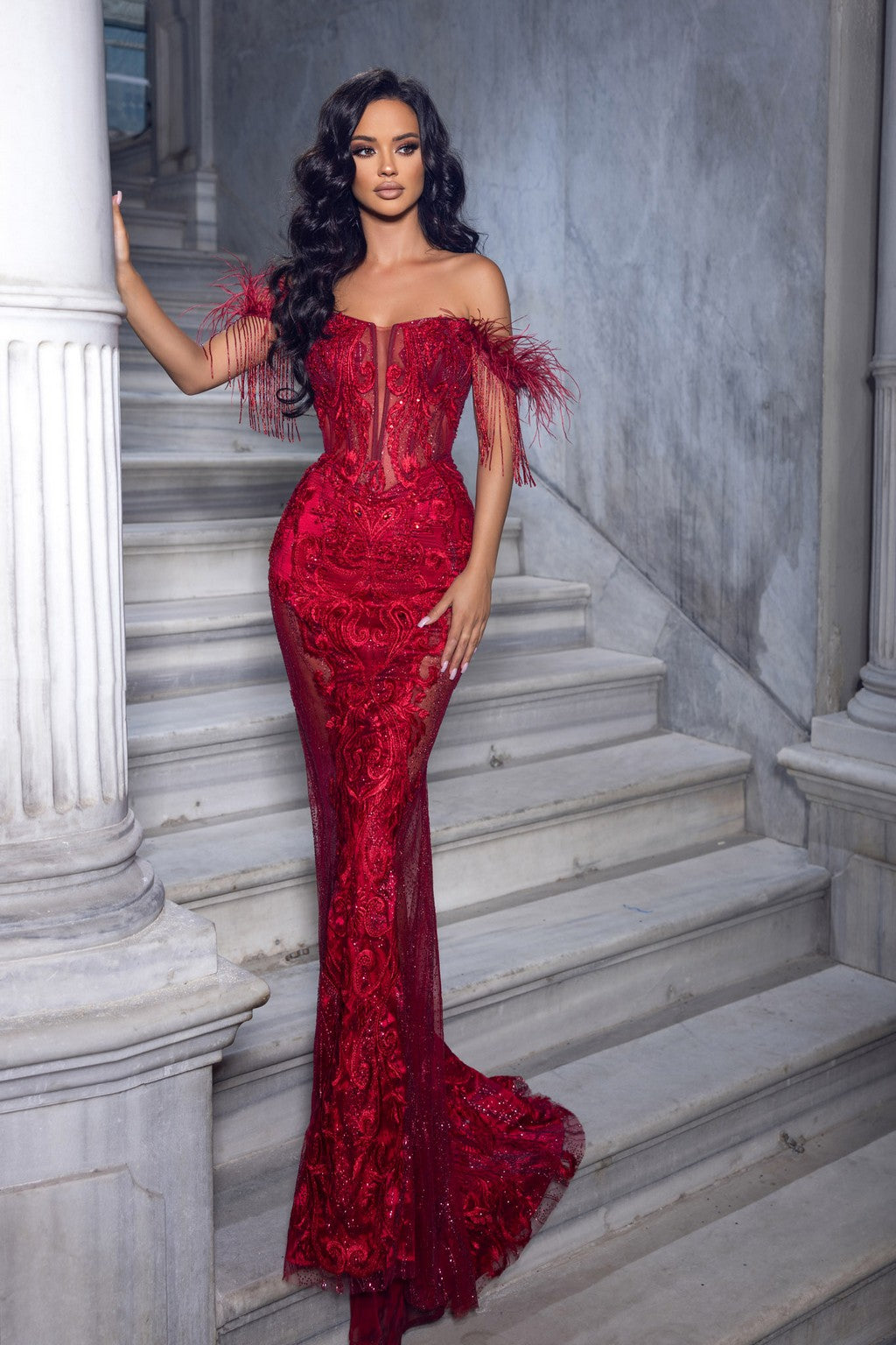 Portia and Scarlett PS23441 Long Off Shoulder Mermaid Prom Gown