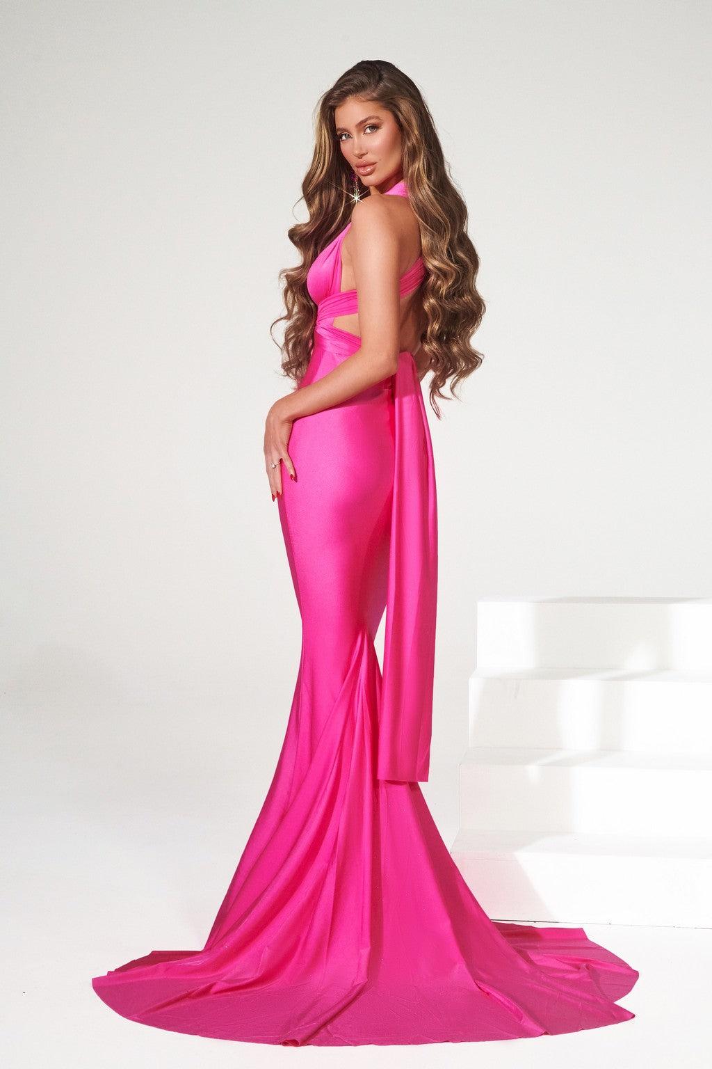 Formal Dresses Long Sleeveless Fitted Formal Dress Hot Pink