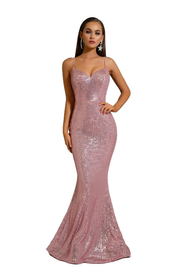 Portia and Scarlett PS6345 Long Spaghetti Strap Fitted Prom Gown