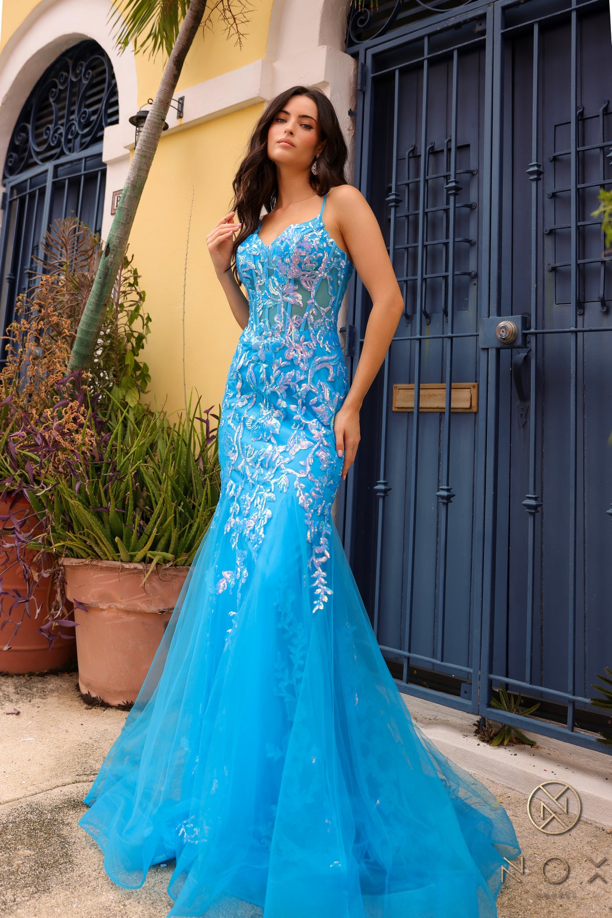 Ocean Blue Nox Anabel Q1390 Sequins Mermaid Long Prom Gown for $335.0