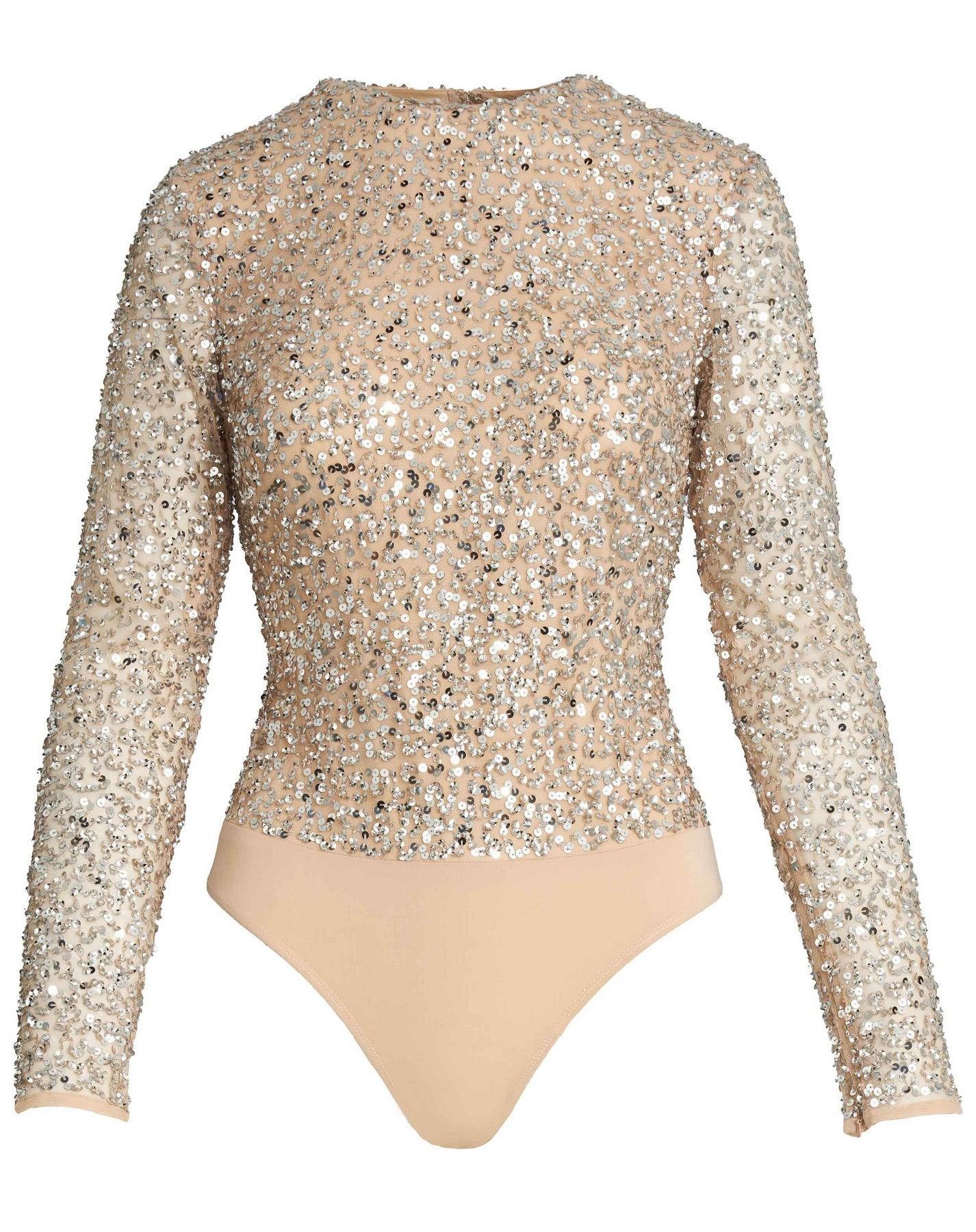 Mac Duggal R10857 Long Sleeve Formal Sequined Top