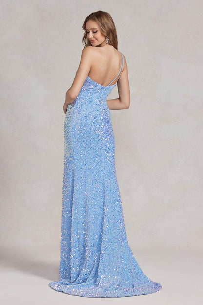 Nox Anabel R1202 Long One Shoulder Formal Prom Gown Royal Blue