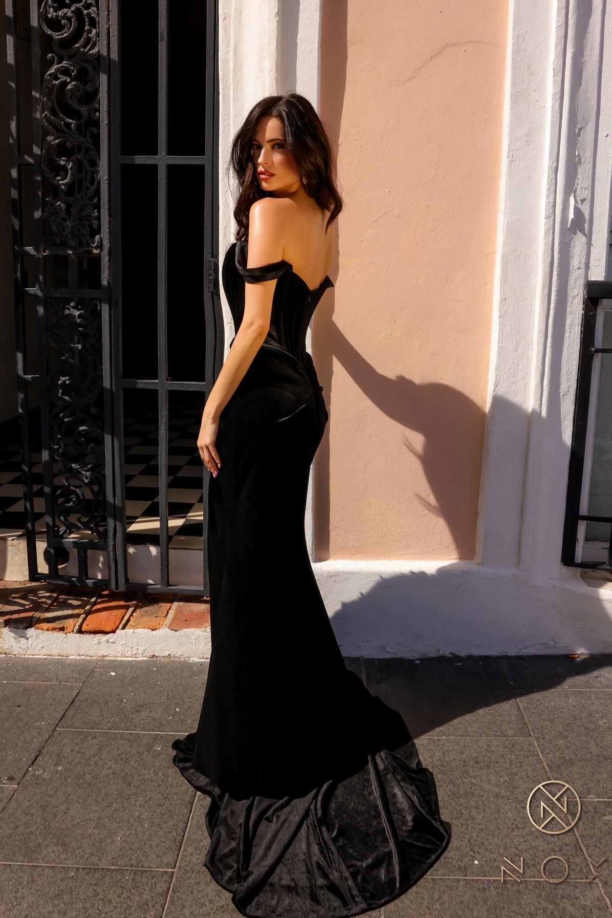 Nox Anabel R1244 Long Formal Velvet Evening Prom Dress