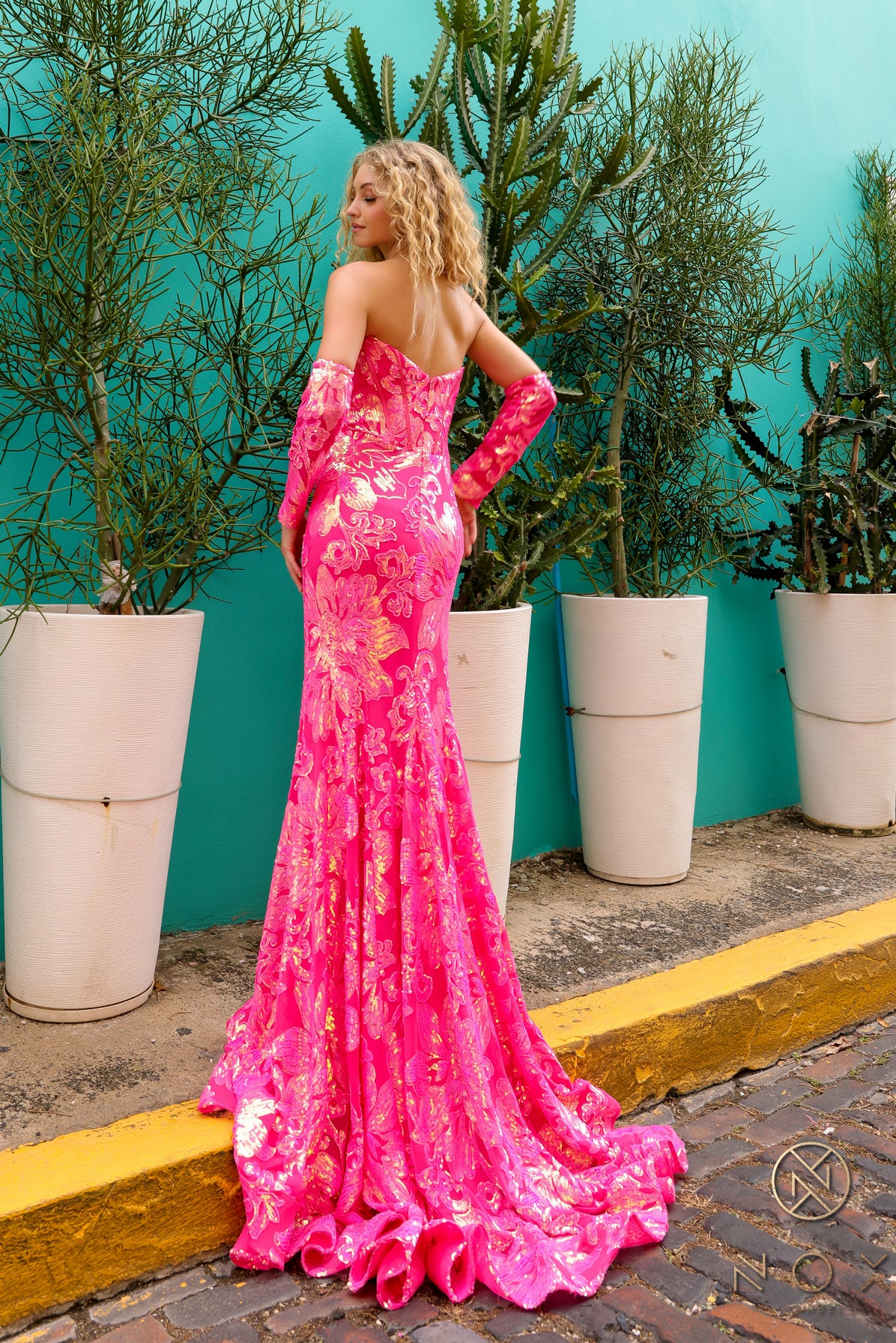 Prom Dresses Long Sequins Mermaid Prom Gown Fuchsia