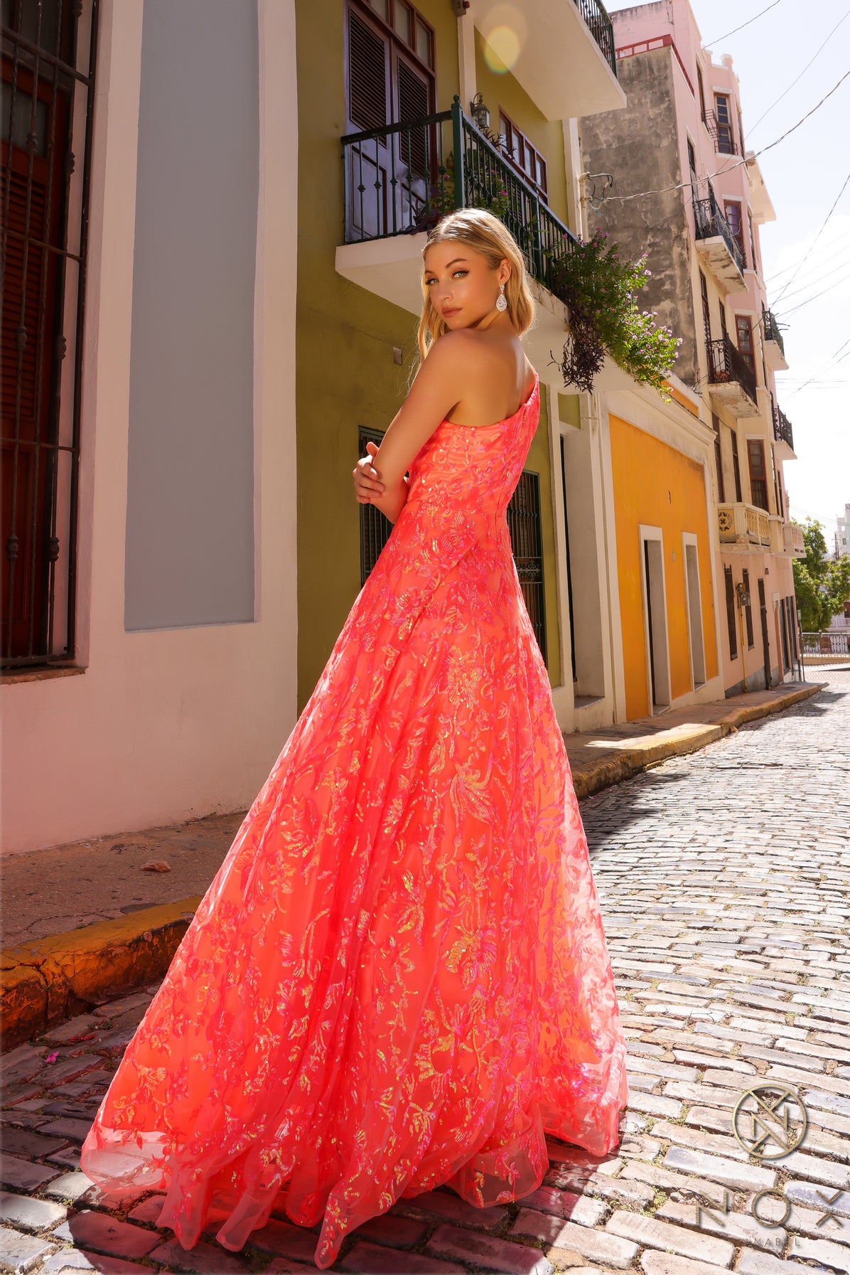 Nox Anabel R1305 A Line Long Sequins Prom Gown