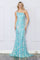Prom Dresses Fitted Long Prom Sequins Dress Aqua Blue