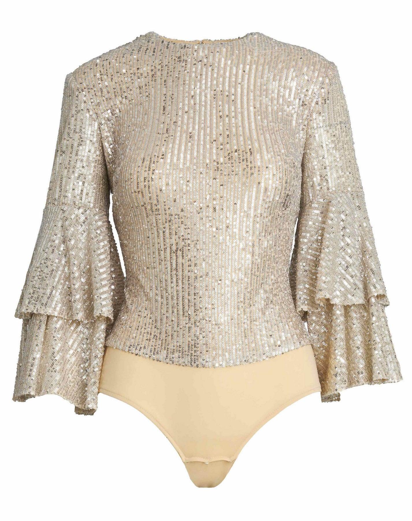 Mac Duggal R26822 Long Sleeve Formal Sequin Top