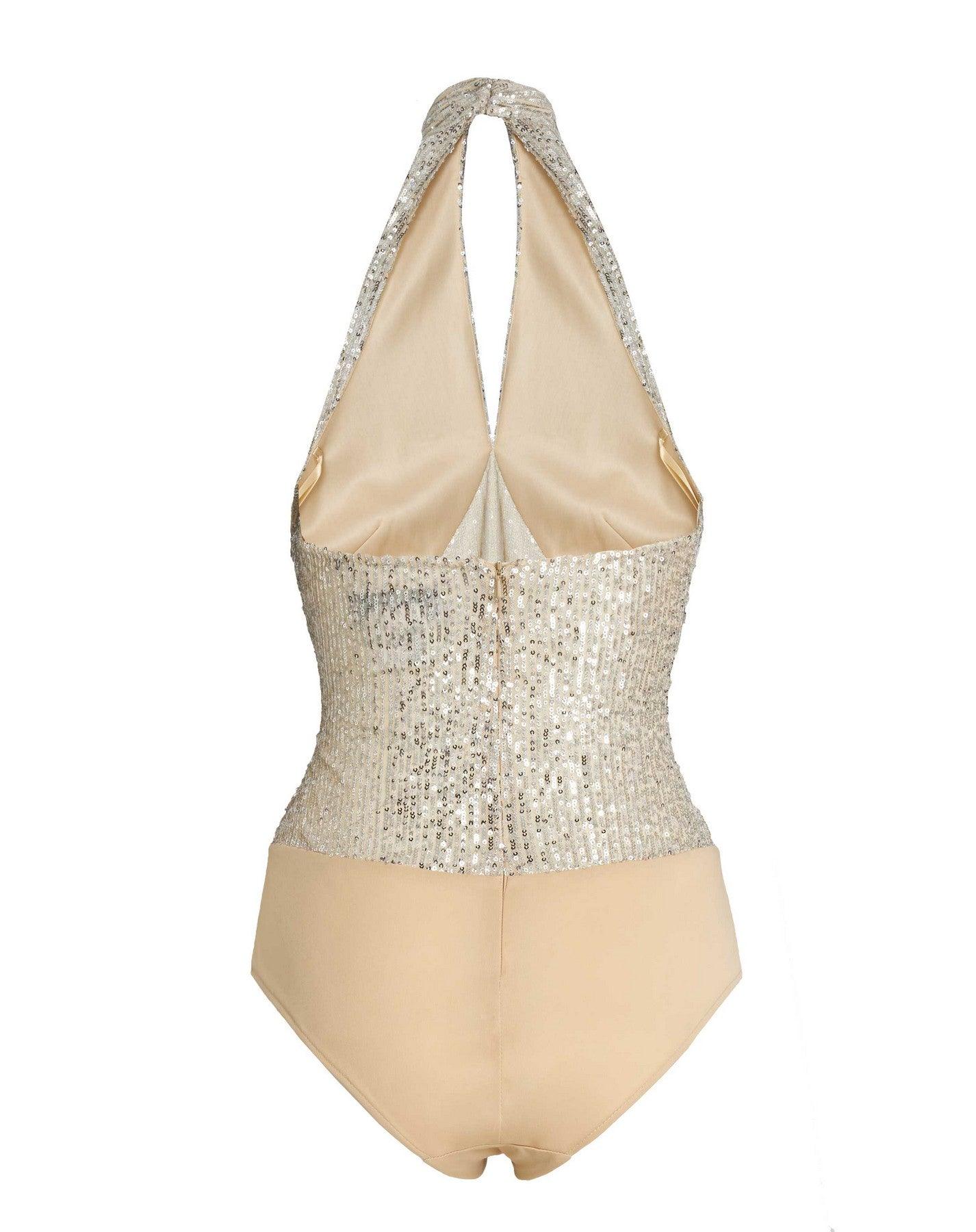 Mac Duggal R26830 Formal Halter Neckline Sequined Top