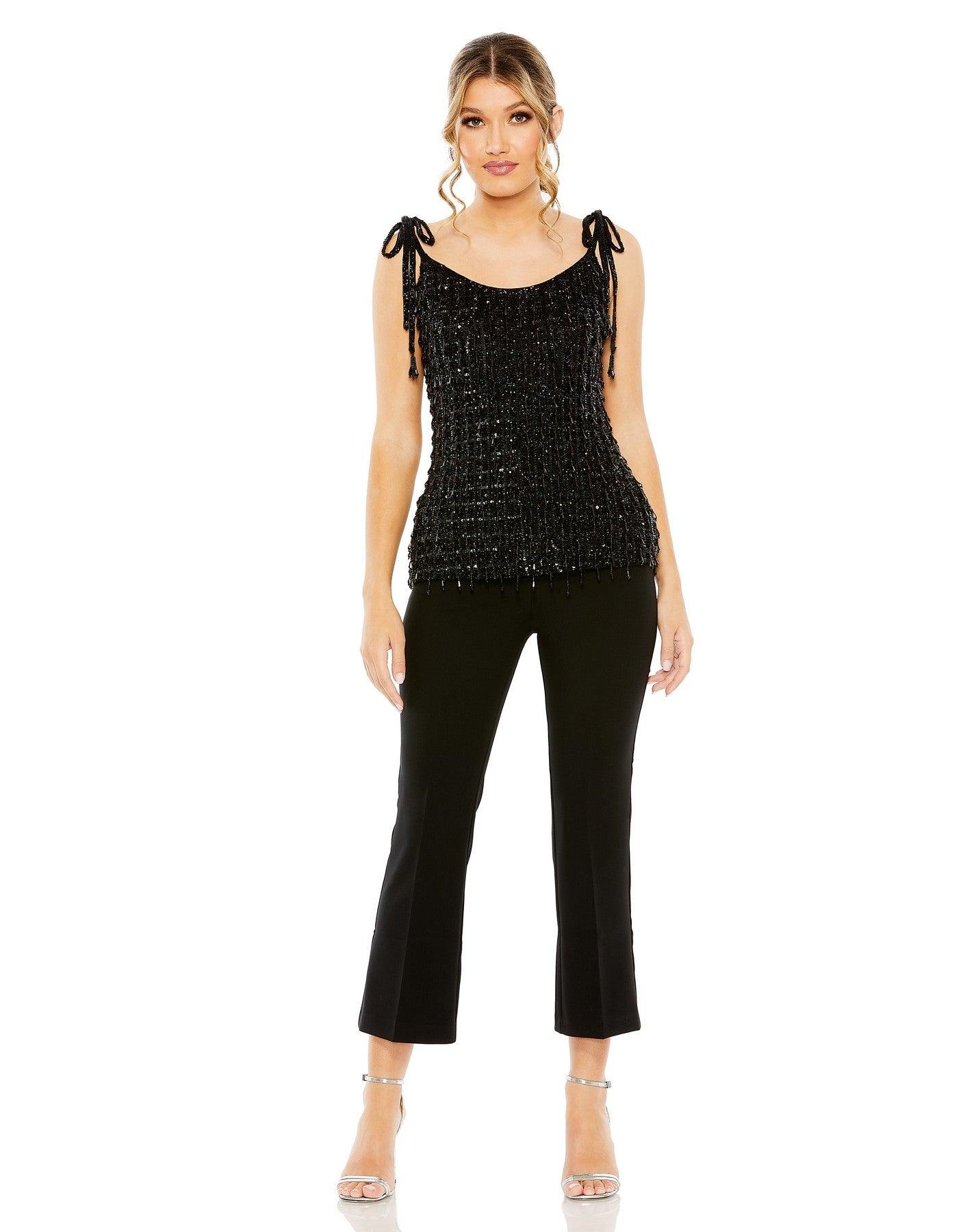 Mac Duggal R5697 Formal Spaghetti Strap Beaded Top