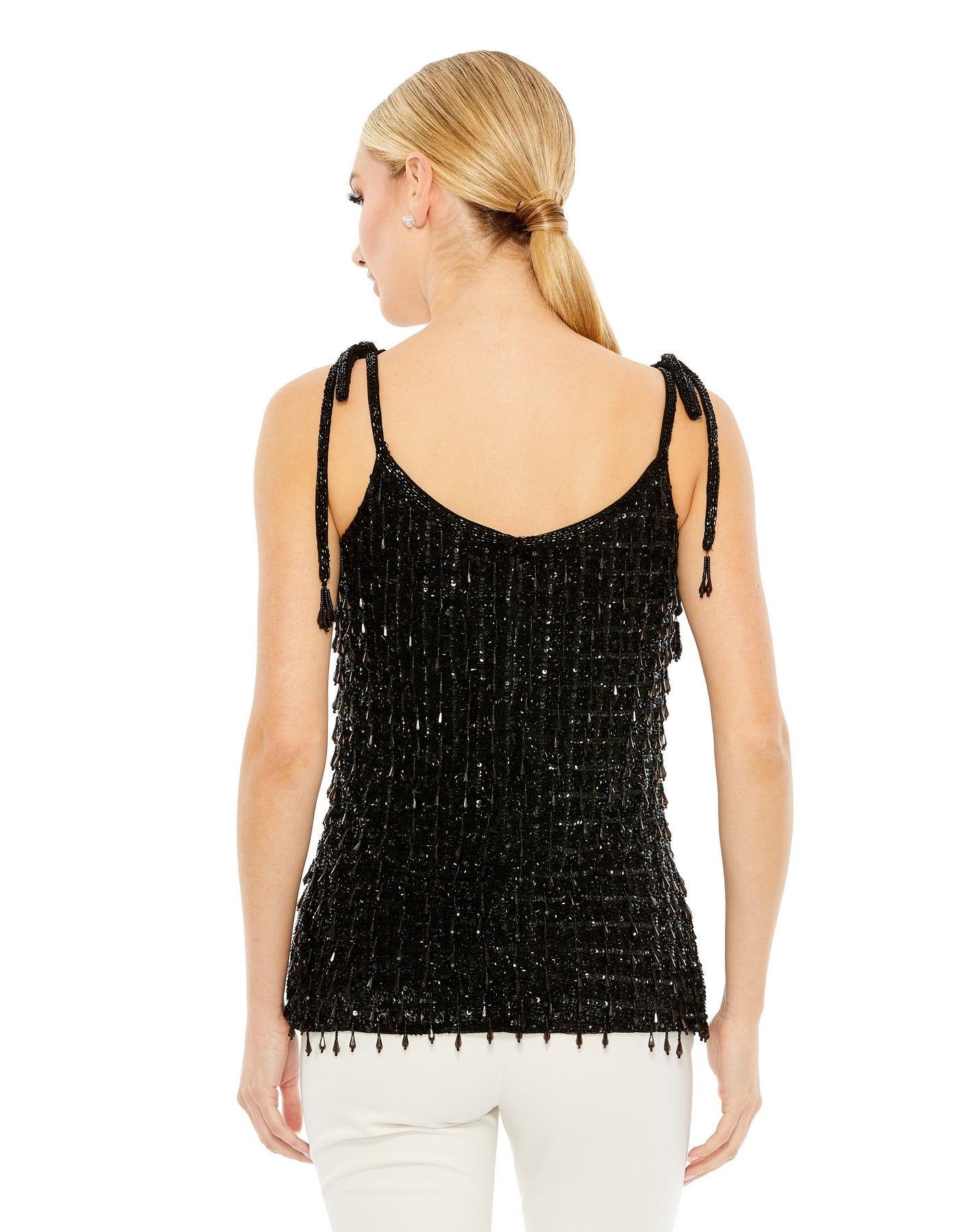 Mac Duggal R5697 Formal Spaghetti Strap Beaded Top