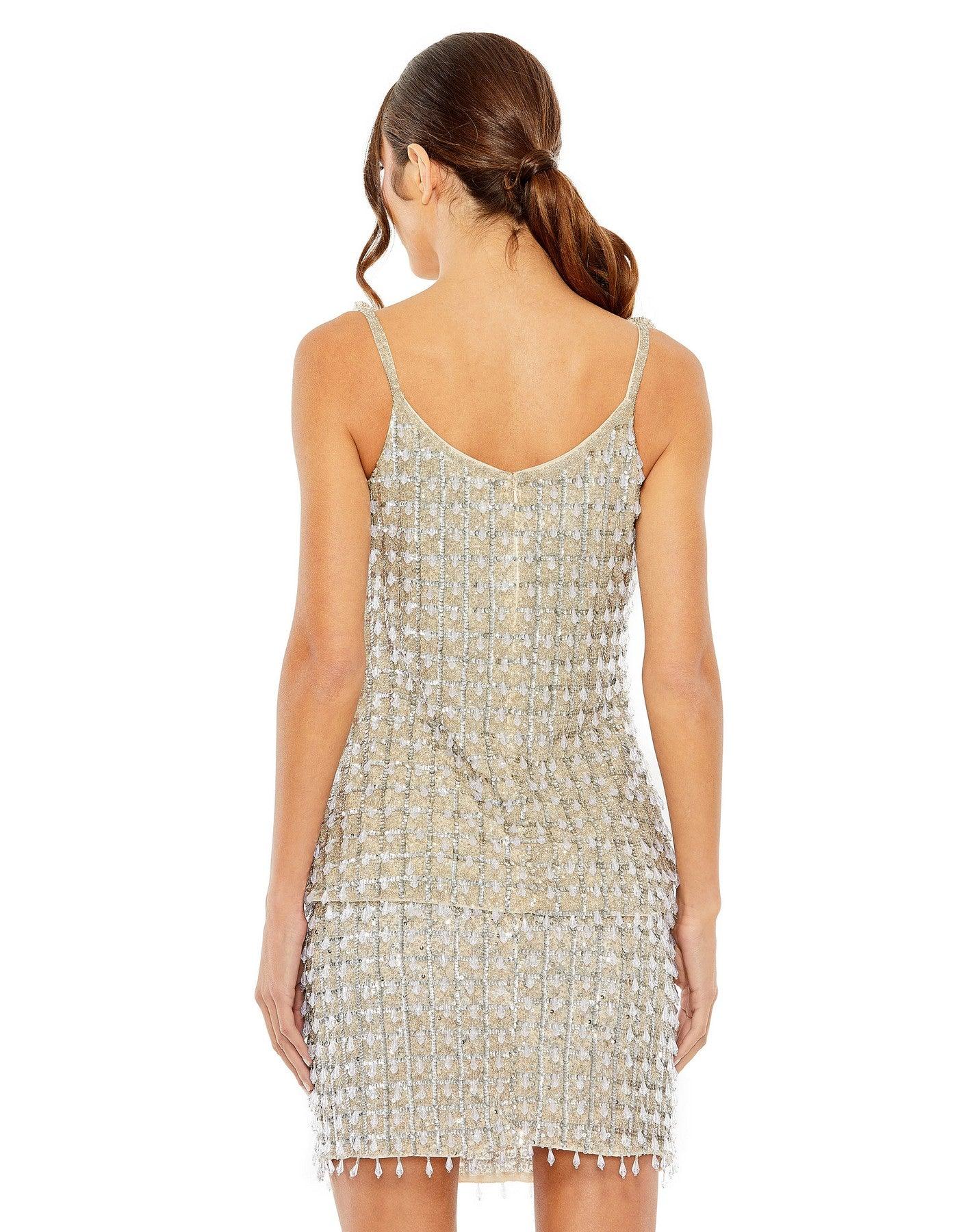 Mac Duggal R5697 Formal Spaghetti Strap Beaded Top