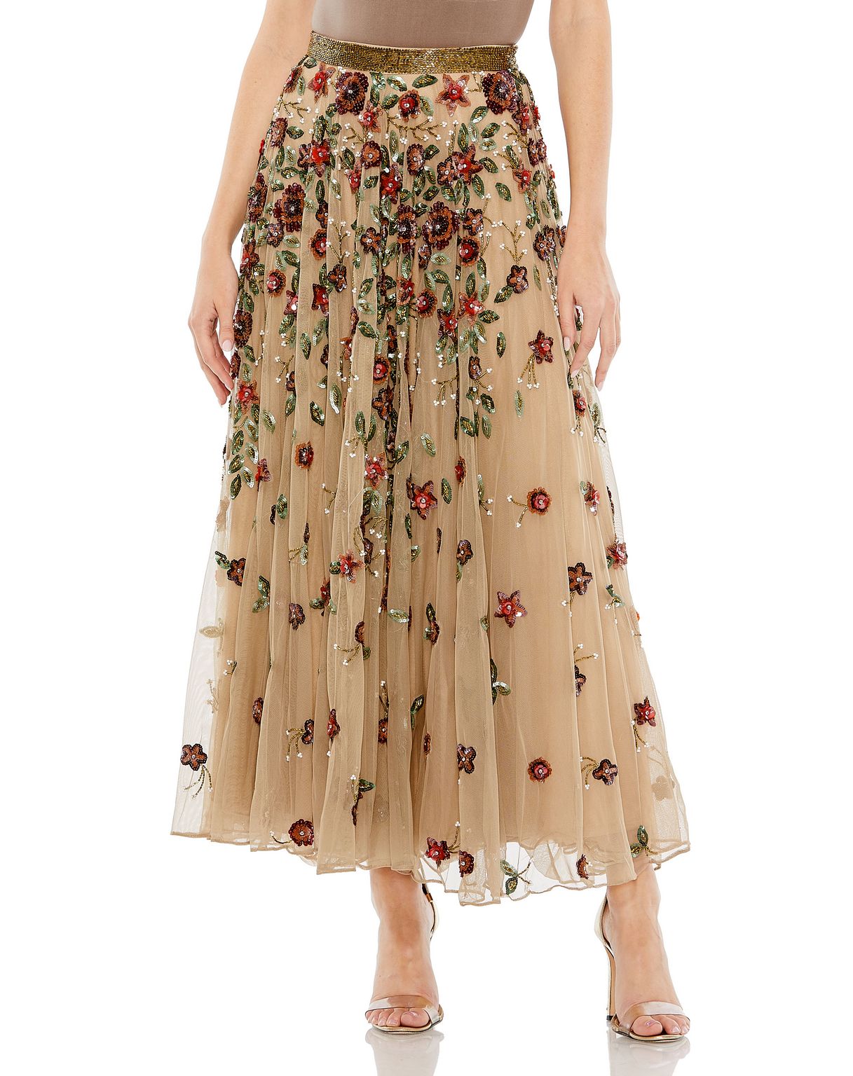 Mac Duggal R5707 Floral Beaded Long Chiffon Skirt Only