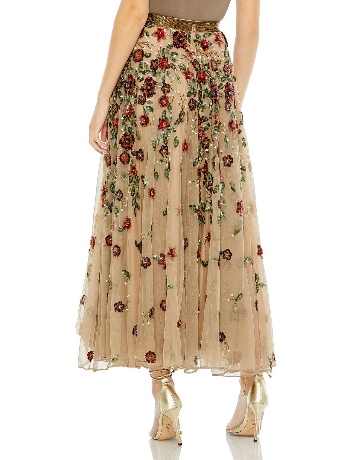 Mac Duggal R5707 Floral Beaded Long Chiffon Skirt Only