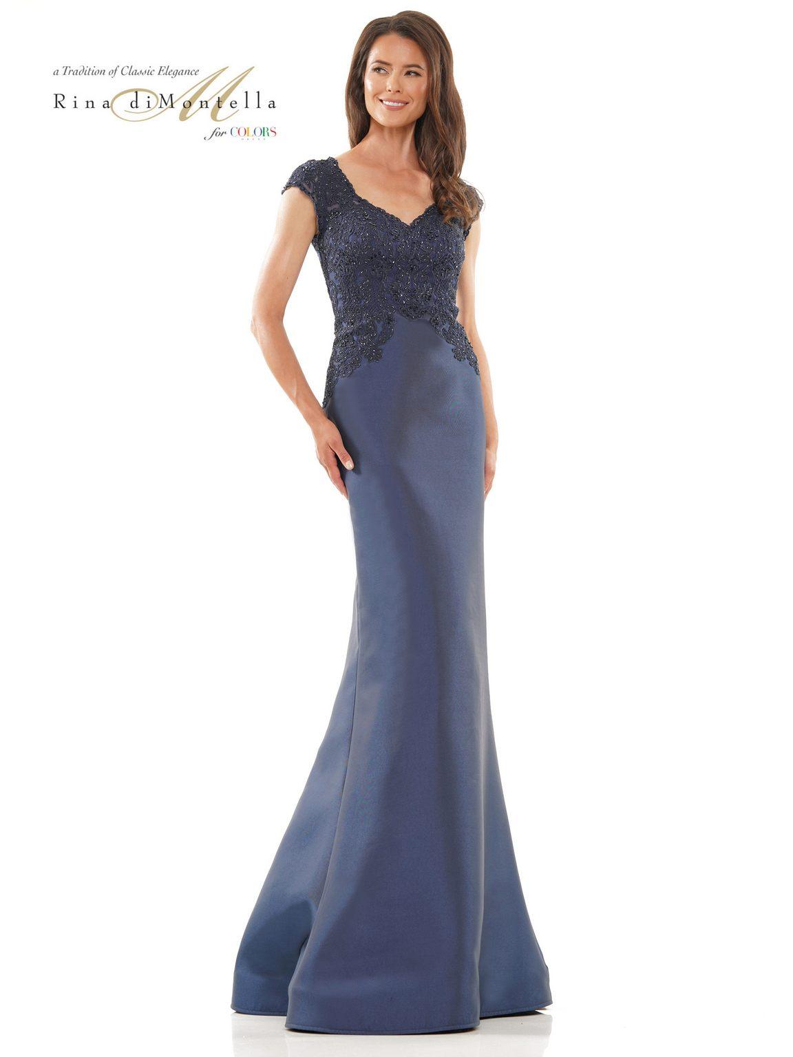 Rina di Montella 2784 Long Cap Sleeve Mother of the Bride Dress