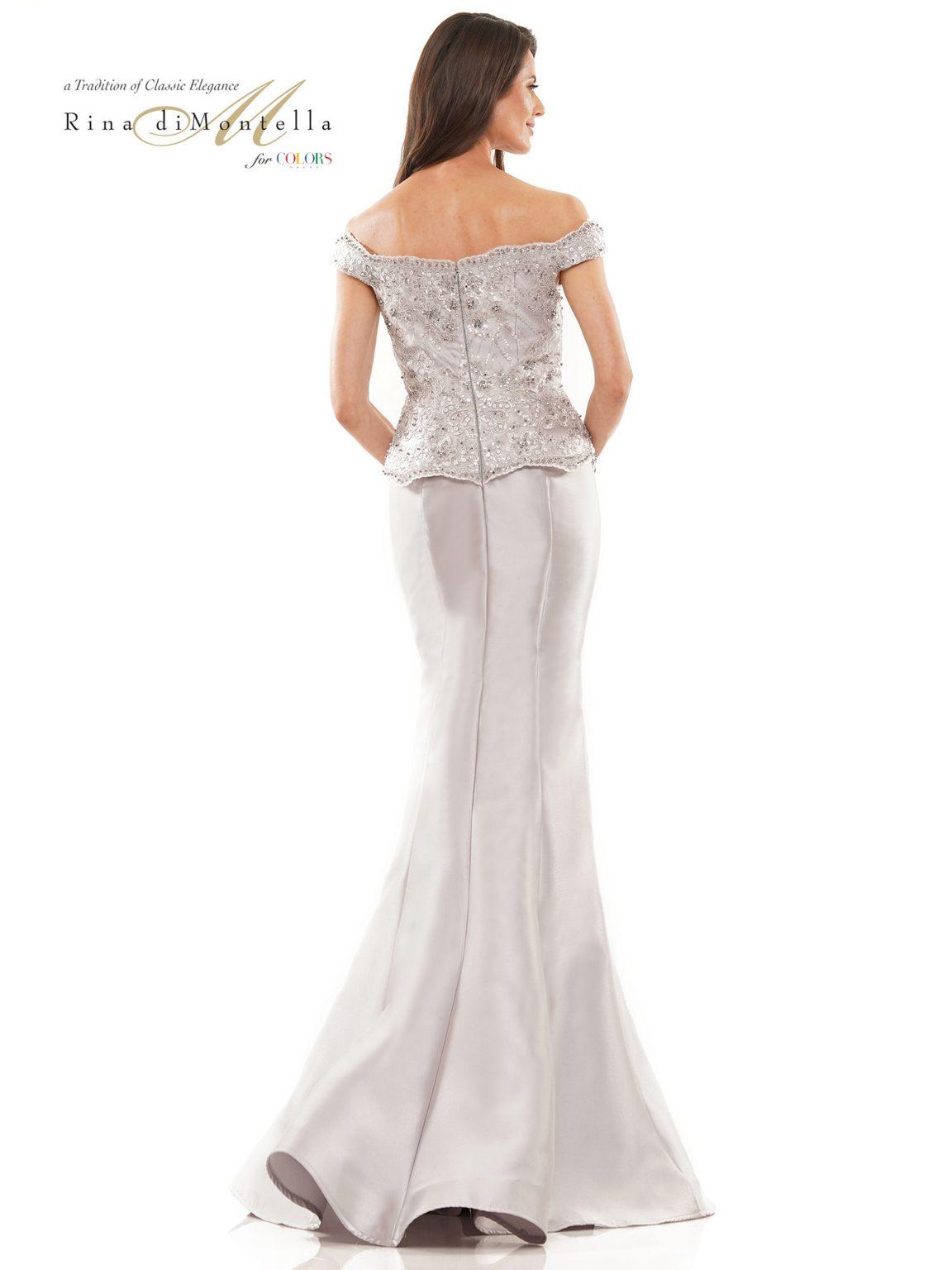 Rina di Montella 2785 Long Off Shoulder Fitted Formal Dress